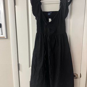 GAP Black Flutter Sleeve Midi Dress